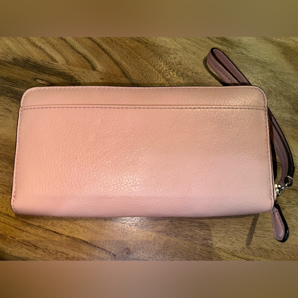 Coach, Pale Pink Zip Around Wallet with Wristlet - Picture 4 of 8